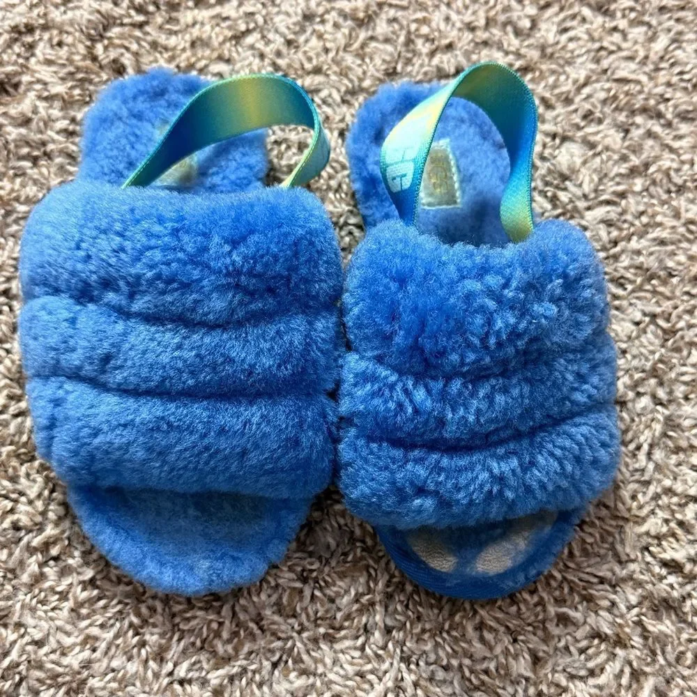 Ugg Blue Fuzzy Slippers